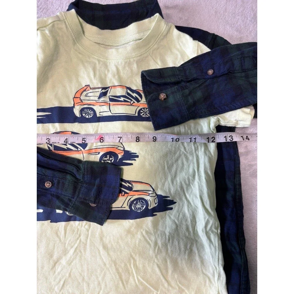 Boys long sleeve plaid shirt graphic tee bundle outfit casual playwear school